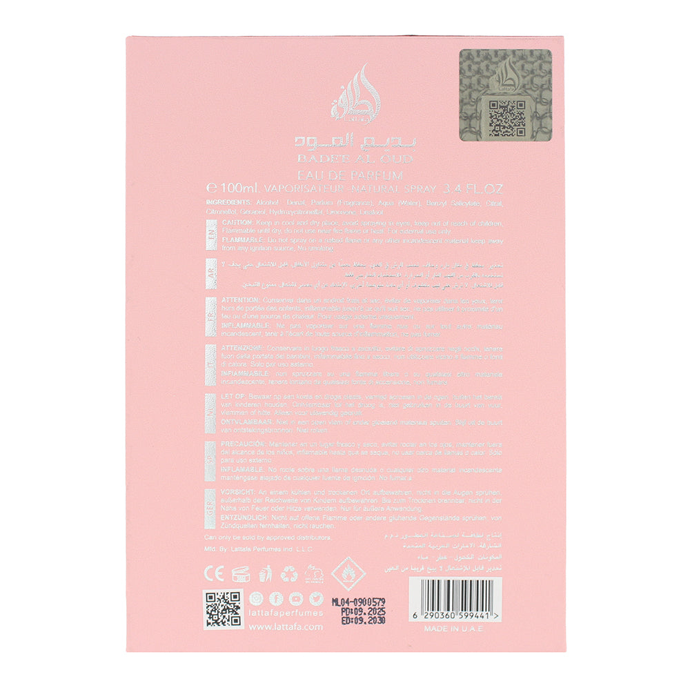 Lattafa Bade'e Al Oud Noble Blush Eau de Parfum 100ml