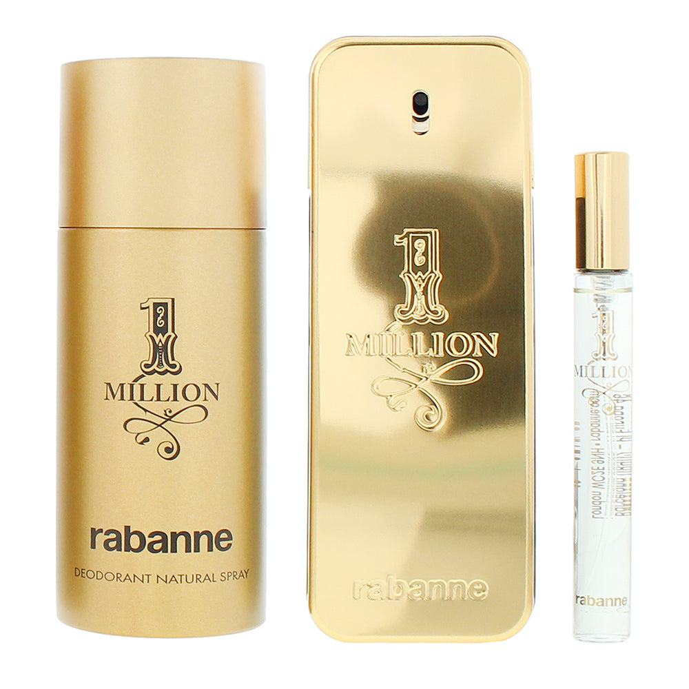 Rabanne 1 Million 3 Piece Gift Set: Eau de Toilette 100ml - Eau de Toilette 10ml - Product