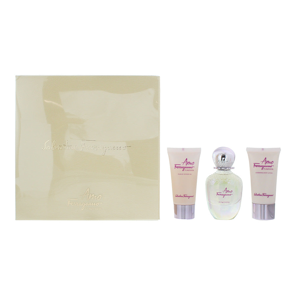 Salvatore Ferragamo Amo Flowerful 3 Piece Gift Set: Eau de Toilette 50ml - Body 