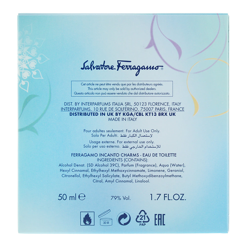 Salvatore Ferragamo Incanto Charms Eau de Toilette 50ml - Ingredients