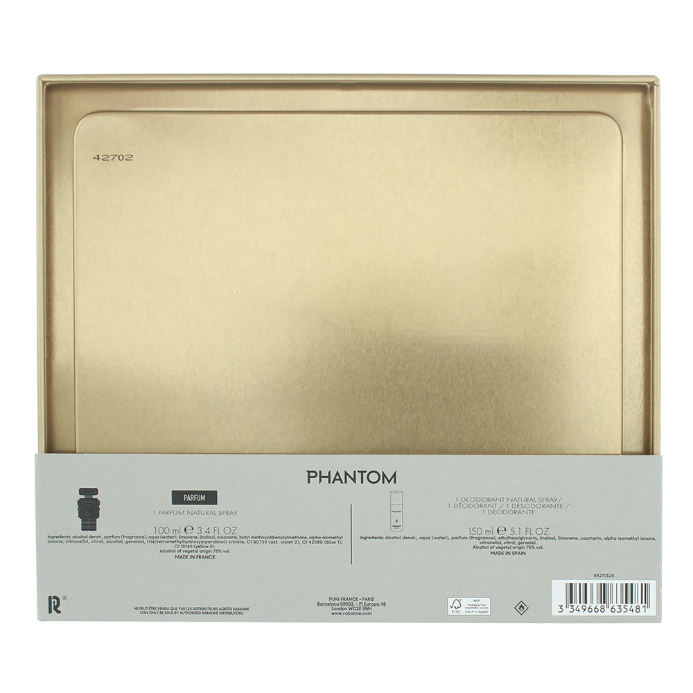 Rabanne Phantom 2 Piece Gift Set: Parfum 100ml - Deodorant Spray 250ml - Ingredients