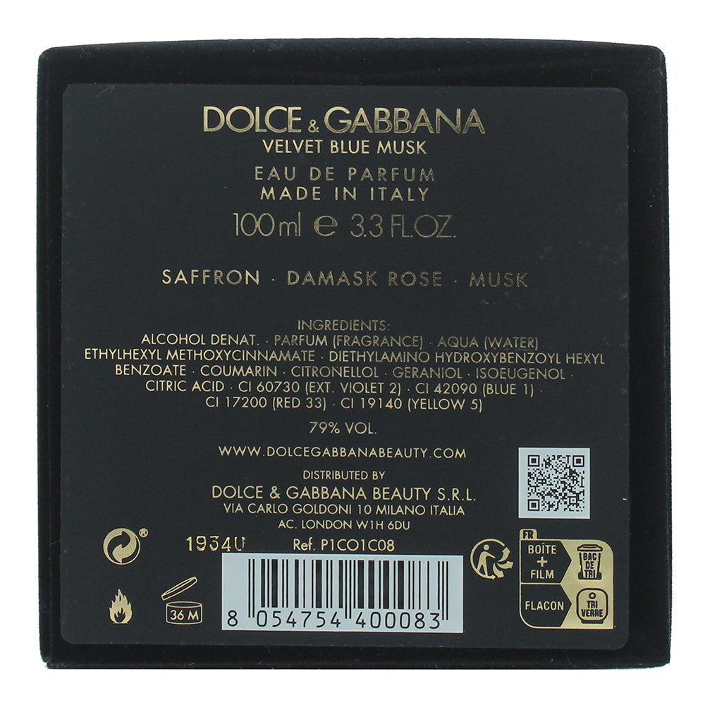 Dolce & Gabbana Velvet Blue Musk Eau de Parfum 100ml