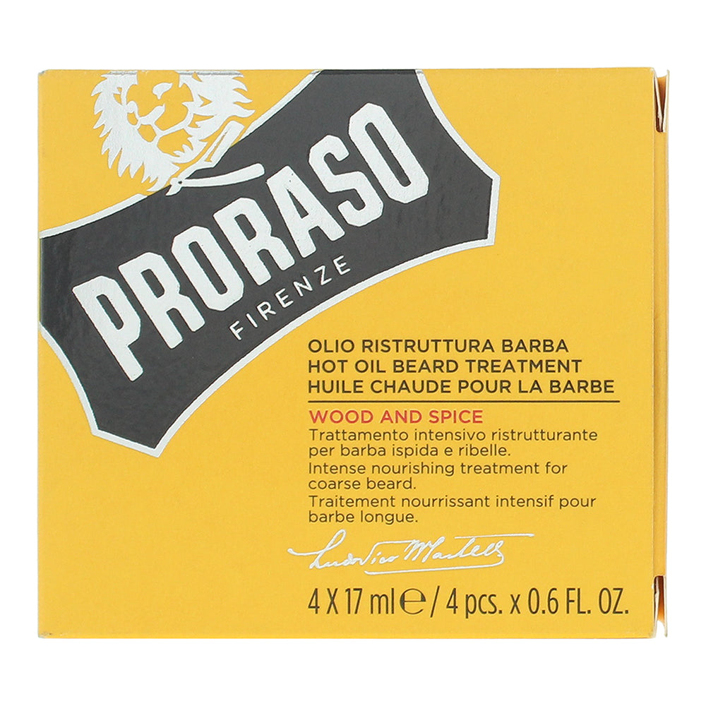 Proraso Wood & Spices Hot Oil Beard Treatment 4 x 17ml - Box