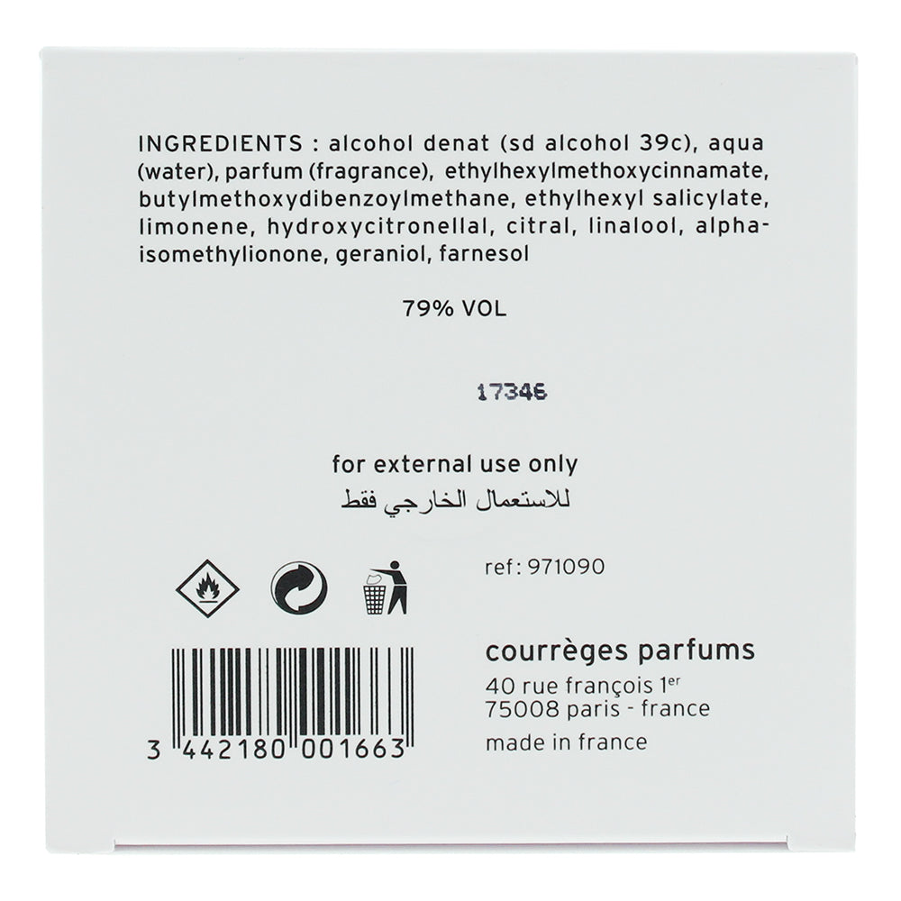 Courrèges Eau Hyper Fraiche Eau de Toilette 90ml - Ingredients