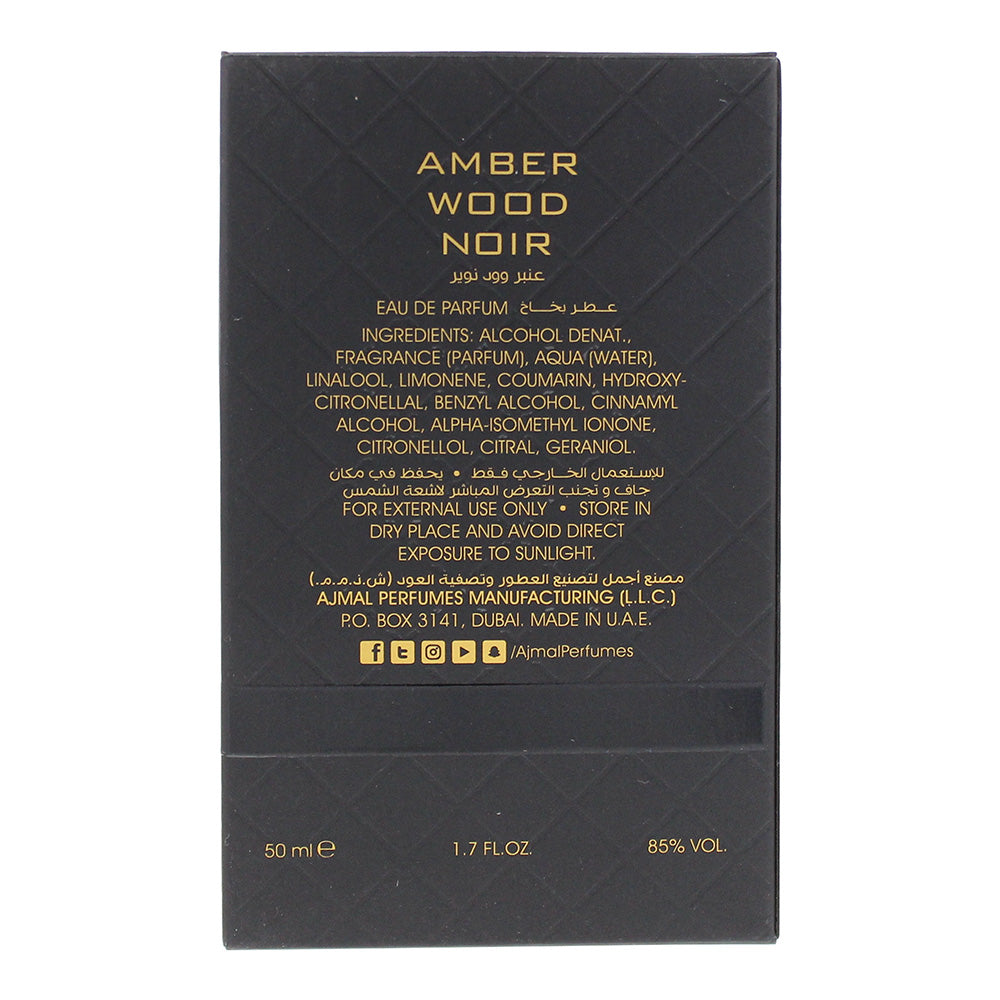 Ajmal Amber Wood Noir Eau de Parfum 50ml - Ingredients