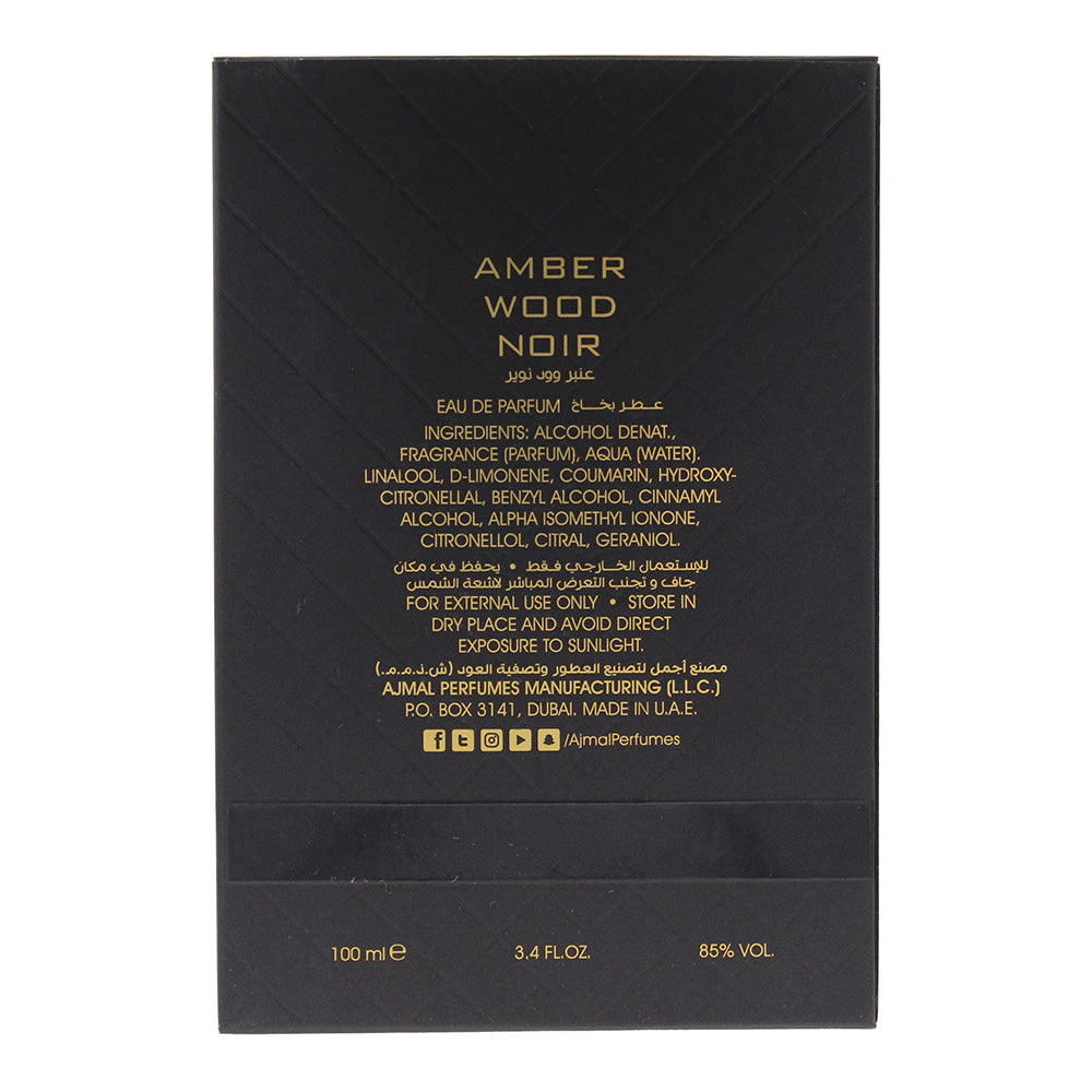 Ajmal Amber Wood Noir Eau de Parfum 100ml - Ingredients