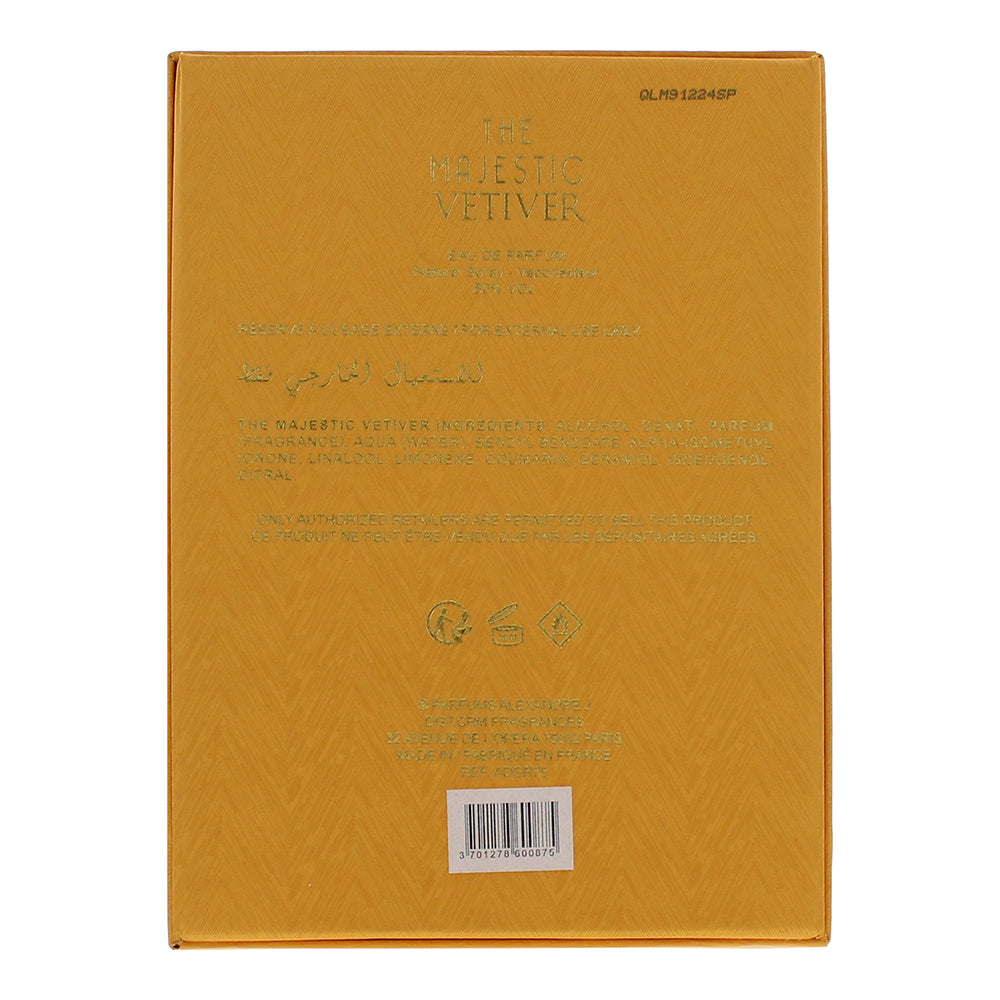 Alexandre.J The Art Deco Collector The Majestic Vetiver Eau de Parfum 100ml - Ingredients