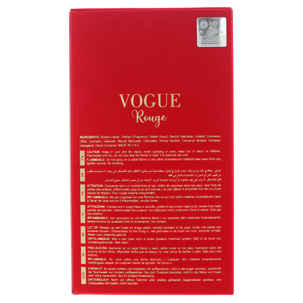Maison Alhambra Vogue Rouge Eau de Parfum 100ml - Ingredients