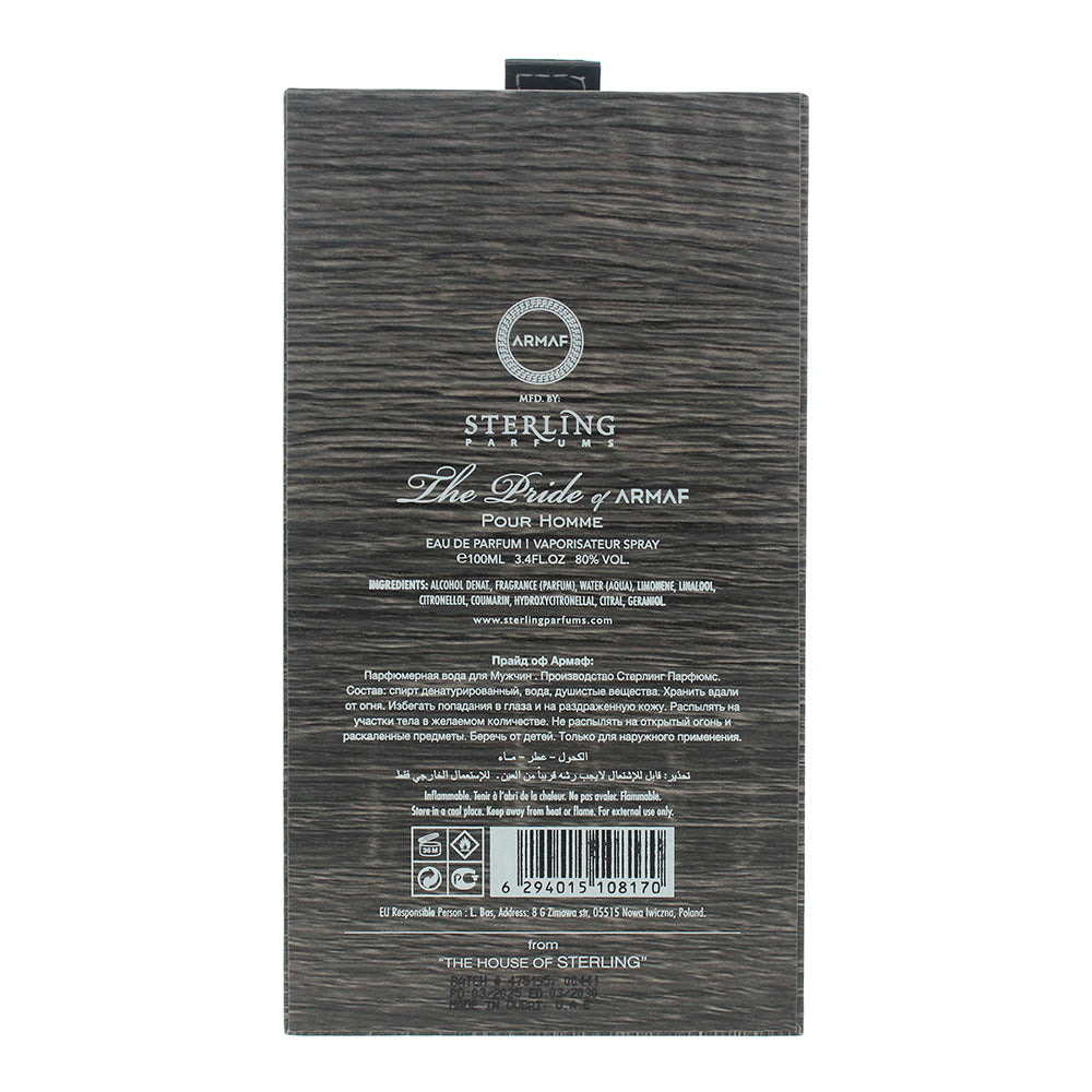 Armaf The Pride Of Armaf Pour Homme Eau de Parfum 100ml - Ingredients