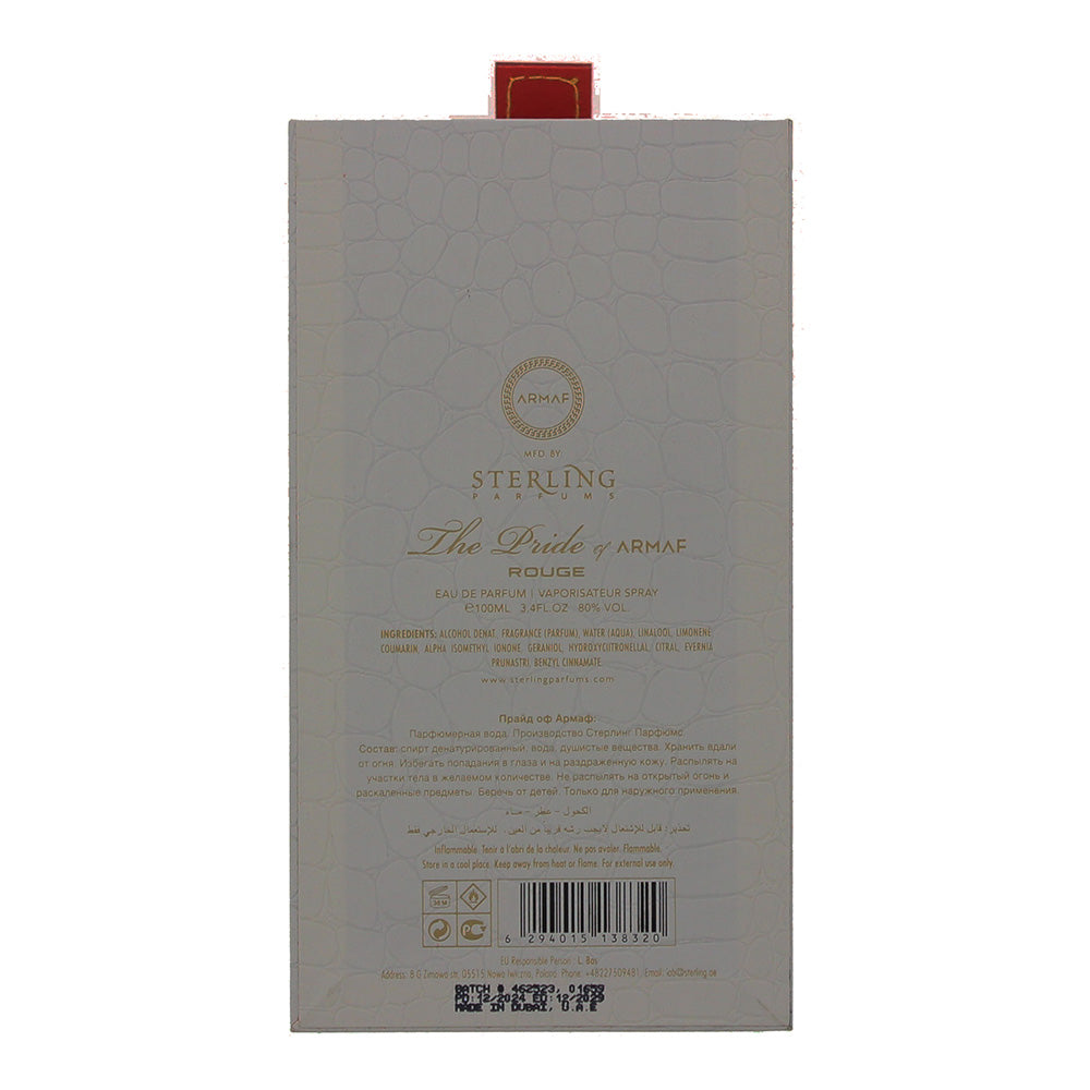 Armaf The Pride Of Armaf Pour Femme Eau de Parfum 100ml - Ingredients