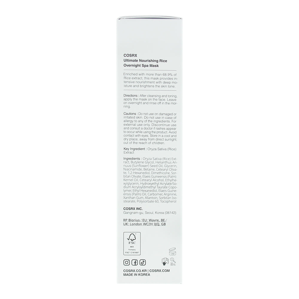 Cosrx Ultimate Nourishing Rice Overnight Spa Mask 60ml - Ingredients