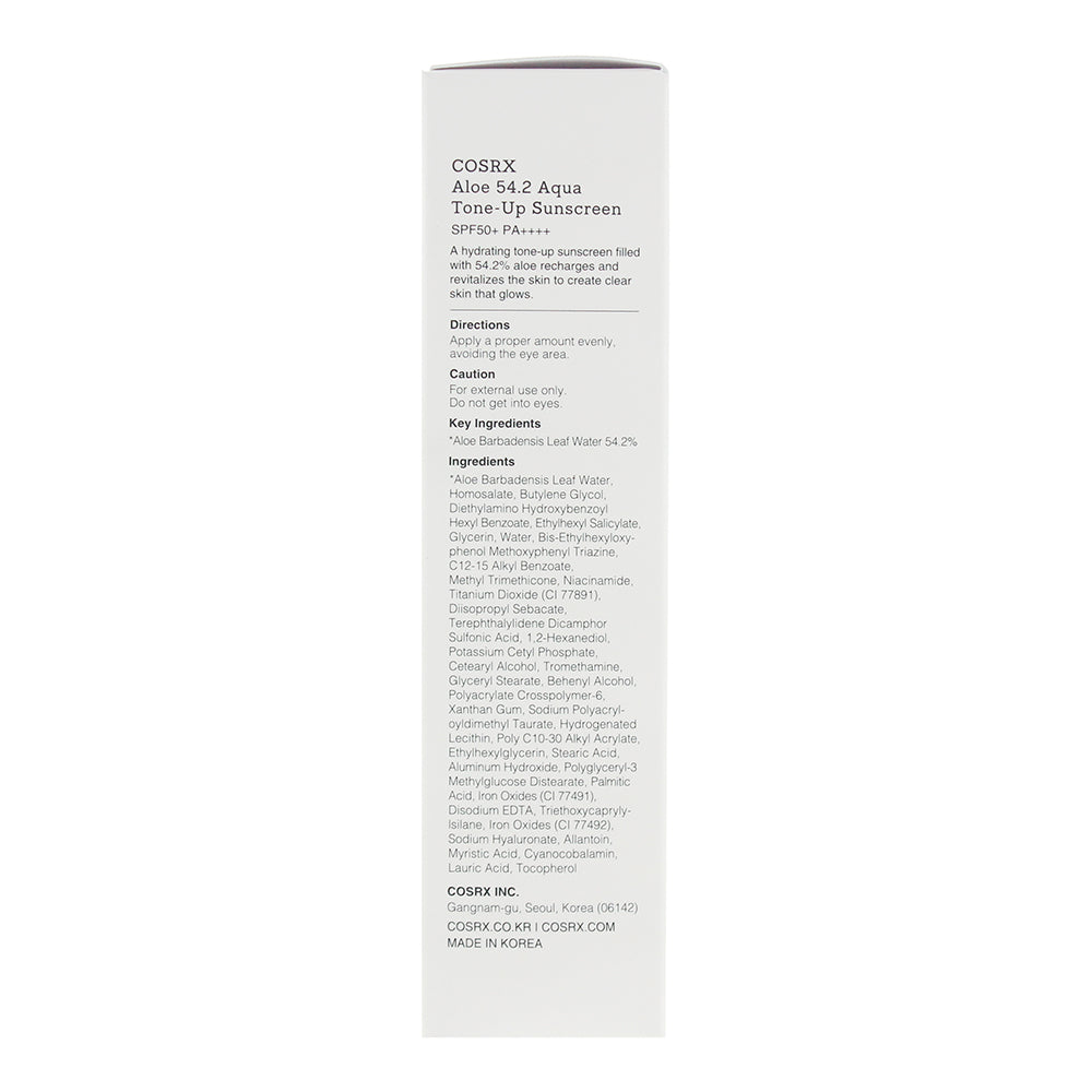 Cosrx Aloe 54.2 Aqua 50+ Tone-Up Sunscreen 50ml - Ingredients