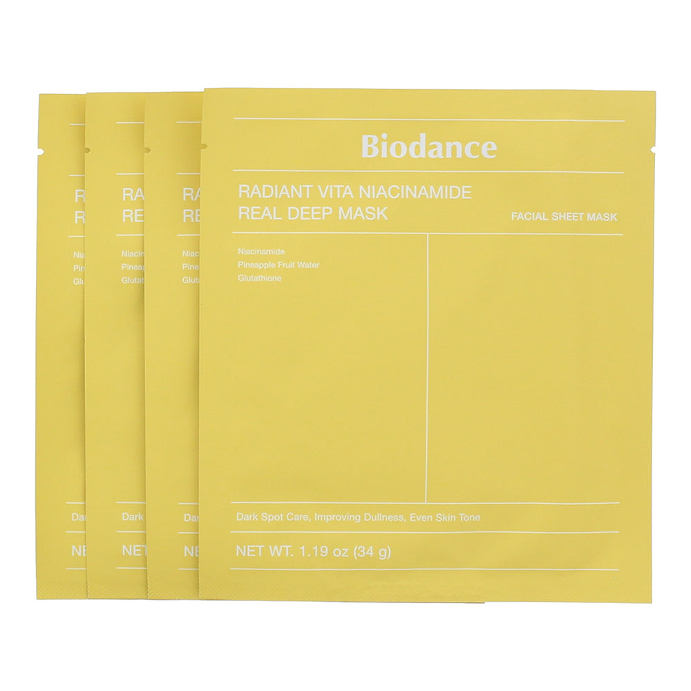 Biodance Radiant Vita Niacinamide Real Deep Mask Sheet 4 x 34g - Product