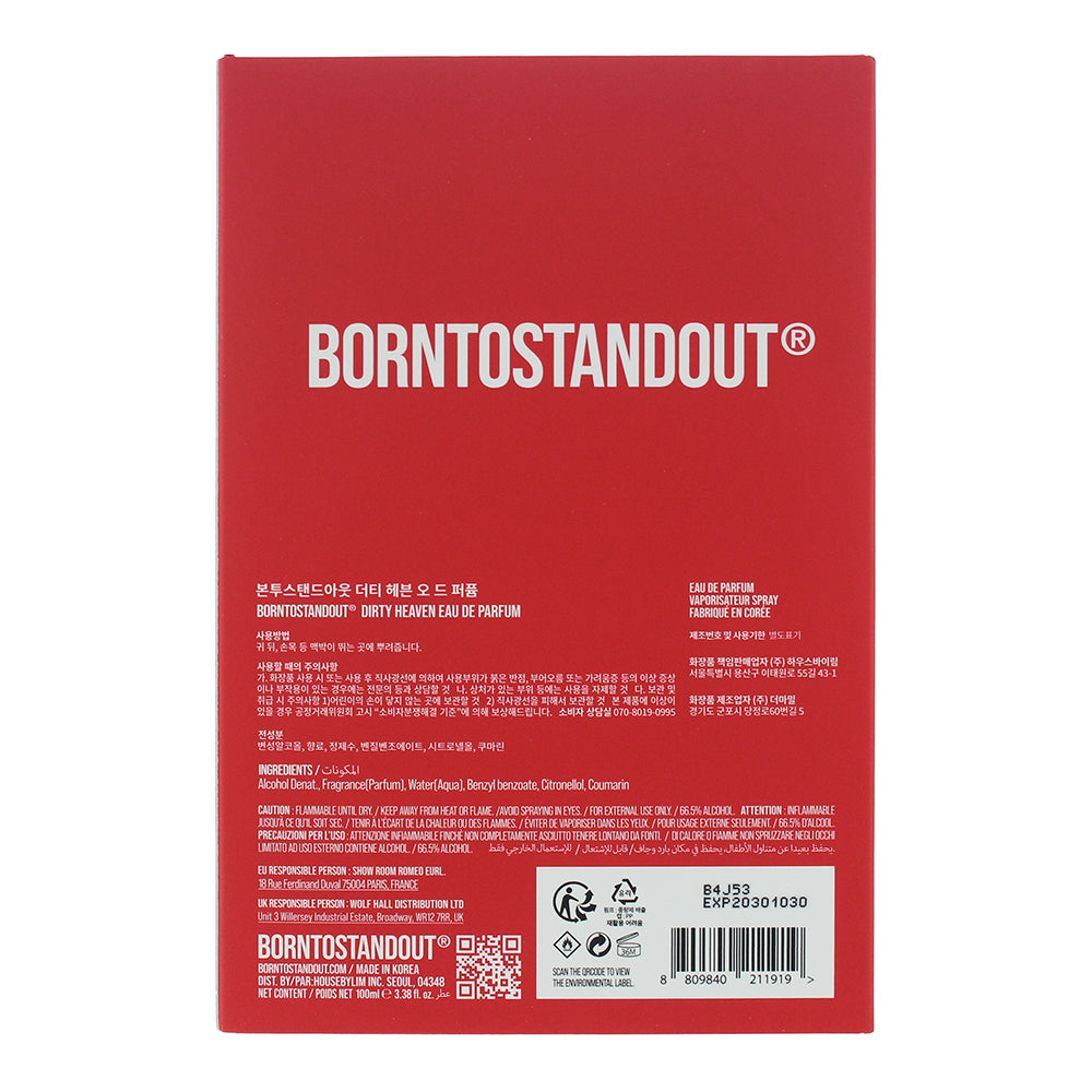 Borntostandout Dirty Heaven Eau de Parfum 100ml - Ingredients