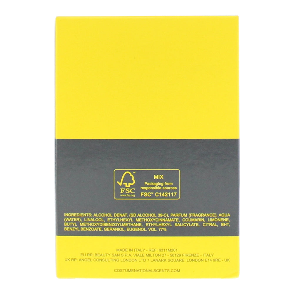 Costume National Free D'homme Eau de Parfum 50ml - Ingredients