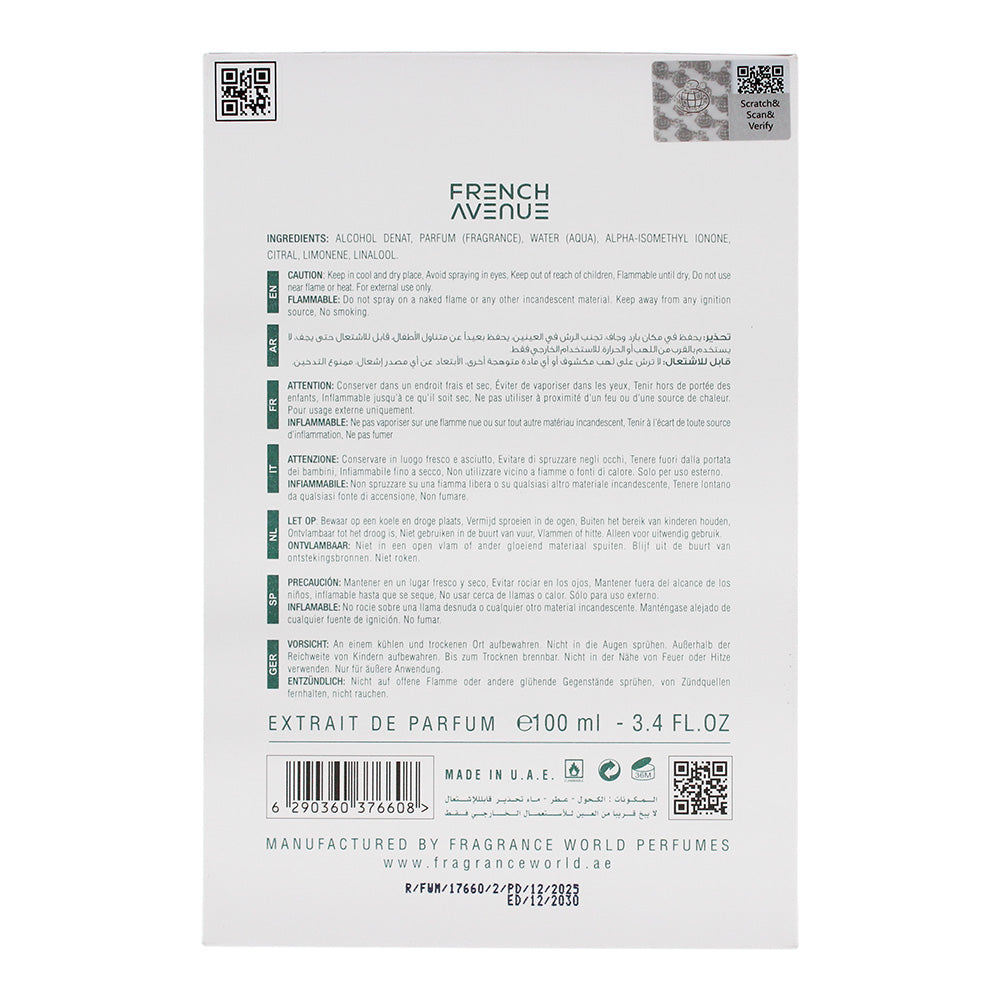 French Avenue Aether Extrait Eau de Parfum 100ml - Ingredients