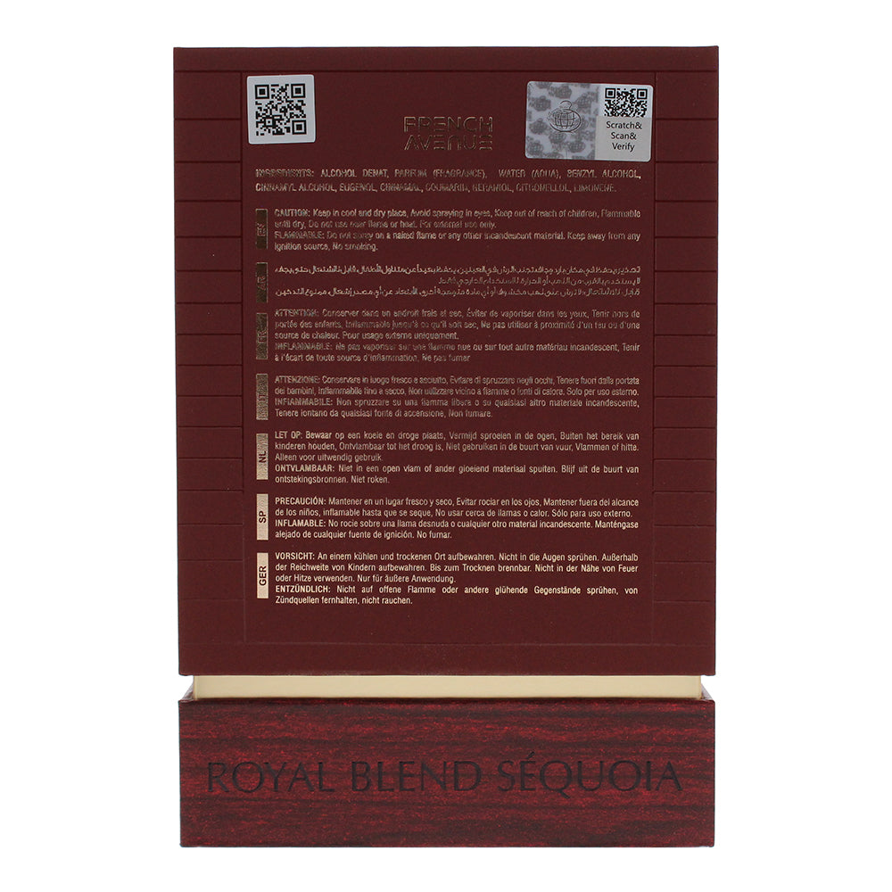 French Avenue Royal Blend Sequoia Eau de Parfum 100ml - Ingredients