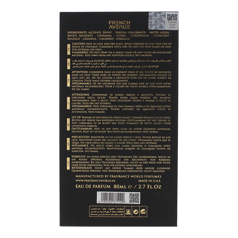 French Avenue Sultan The Conqueror Eau de Parfum 80ml - Ingredients