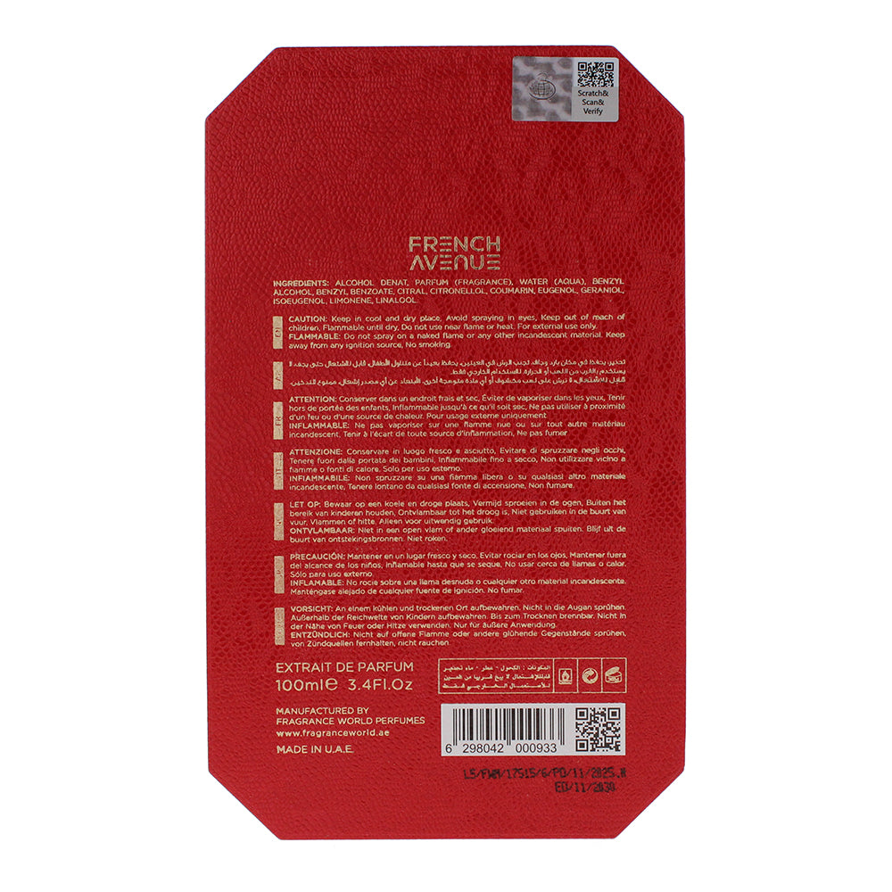 French Avenue Veneno Scarlet Eau de Parfum 100ml - Ingredients