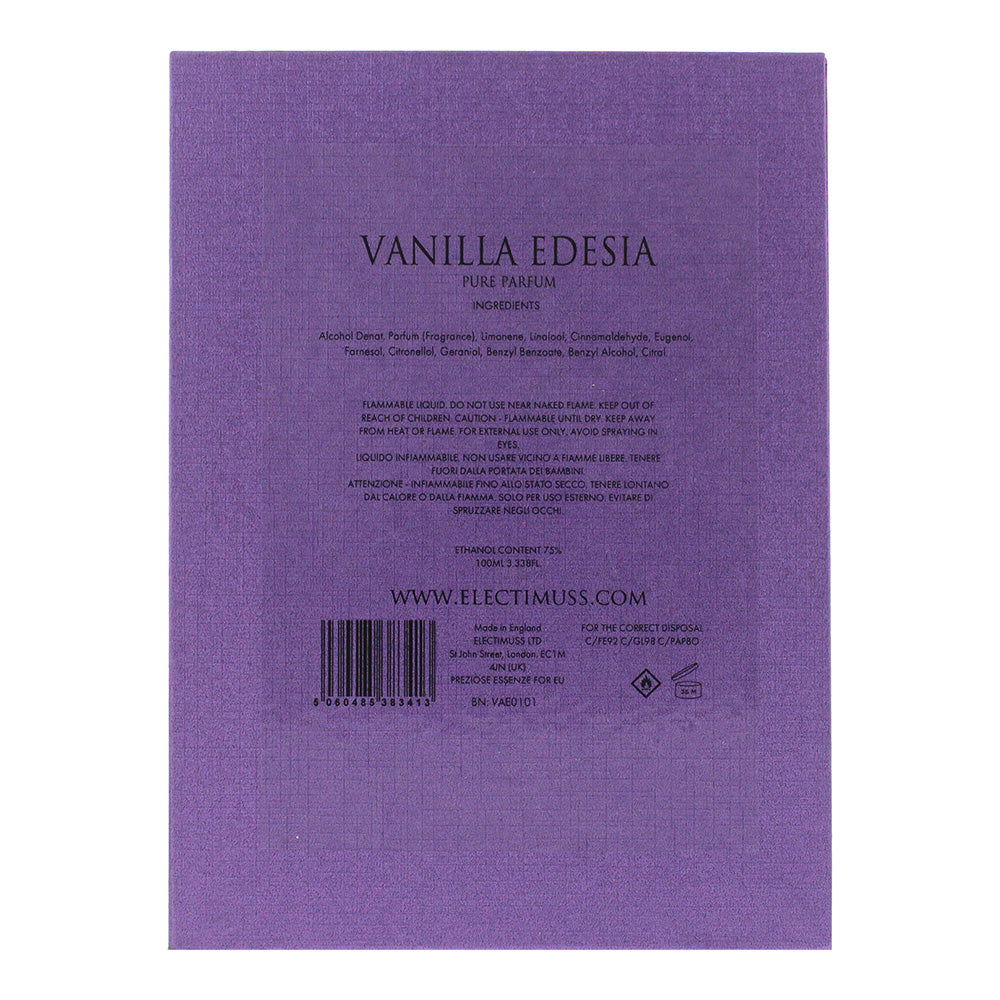 Electimuss Vanilla Edesia Extrait de Parfum 100ml - Ingredients