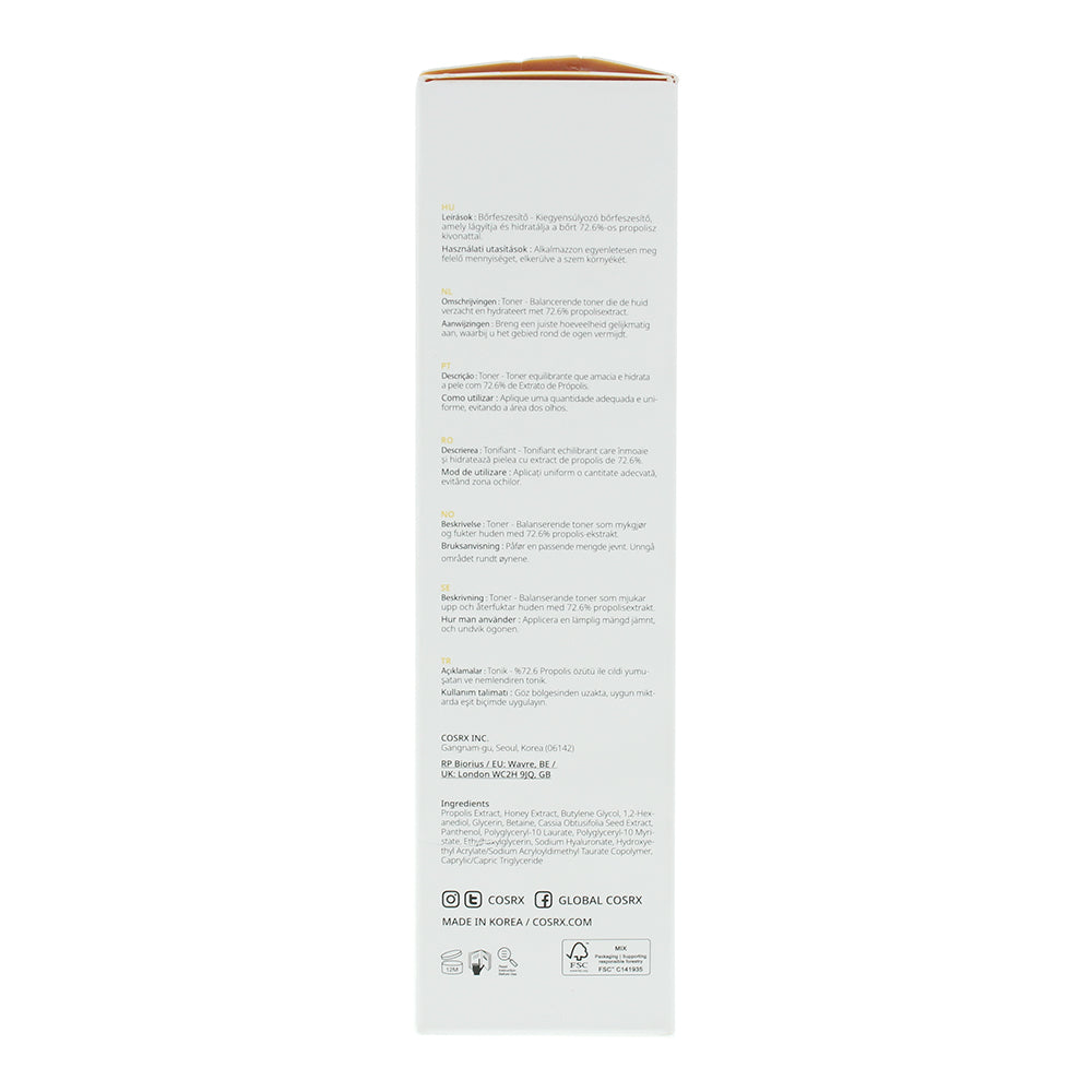 Cosrx Full Fit Propolis Synergy Toner 150ml - Ingredients