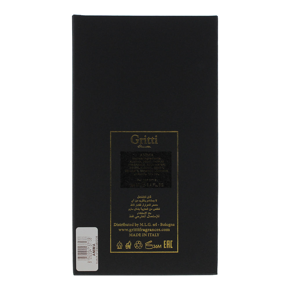 Gritti Anima Extrait de Parfum 100ml - Ingredients