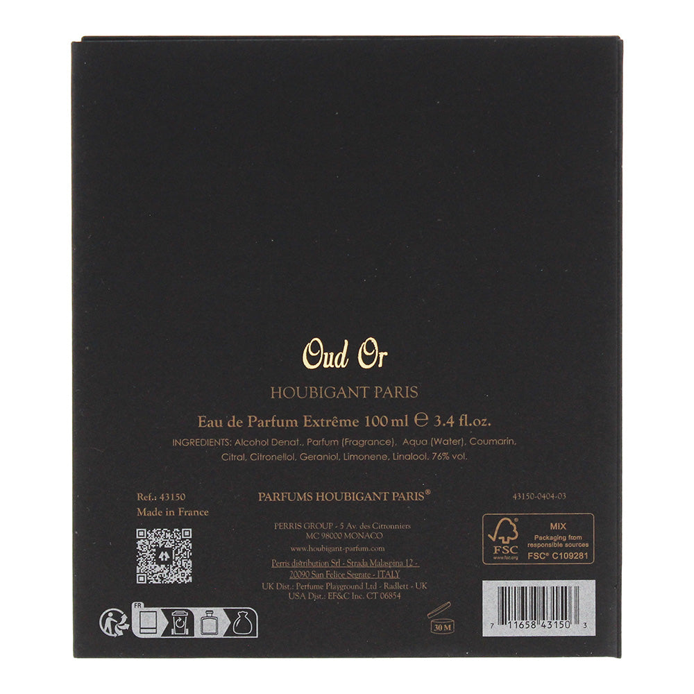 Houbigant Oud Or Eau de Parfum 100ml - Ingredients