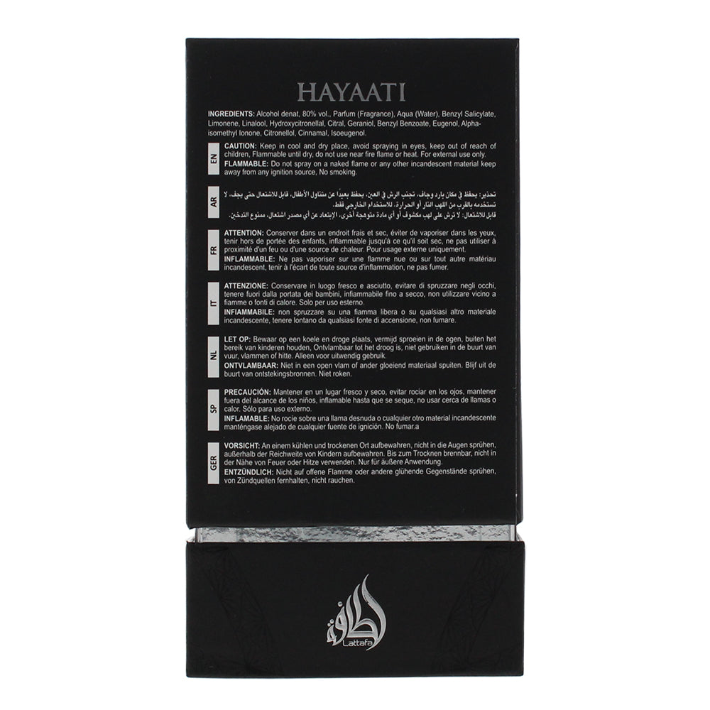Lattafa Hayaati Eau de Parfum 100ml - Ingredients
