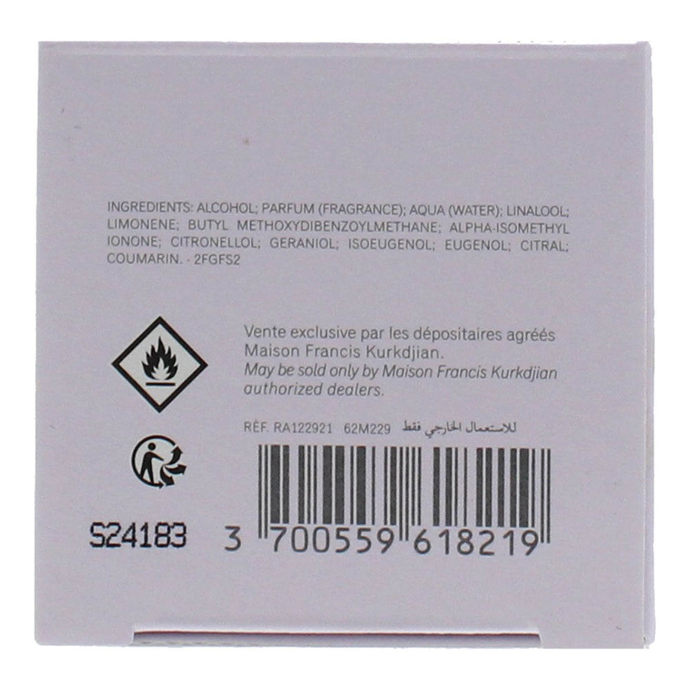 Maison Francis Kurkdjian Gentle Fluidity Eau de Parfum 70ml - Ingredients