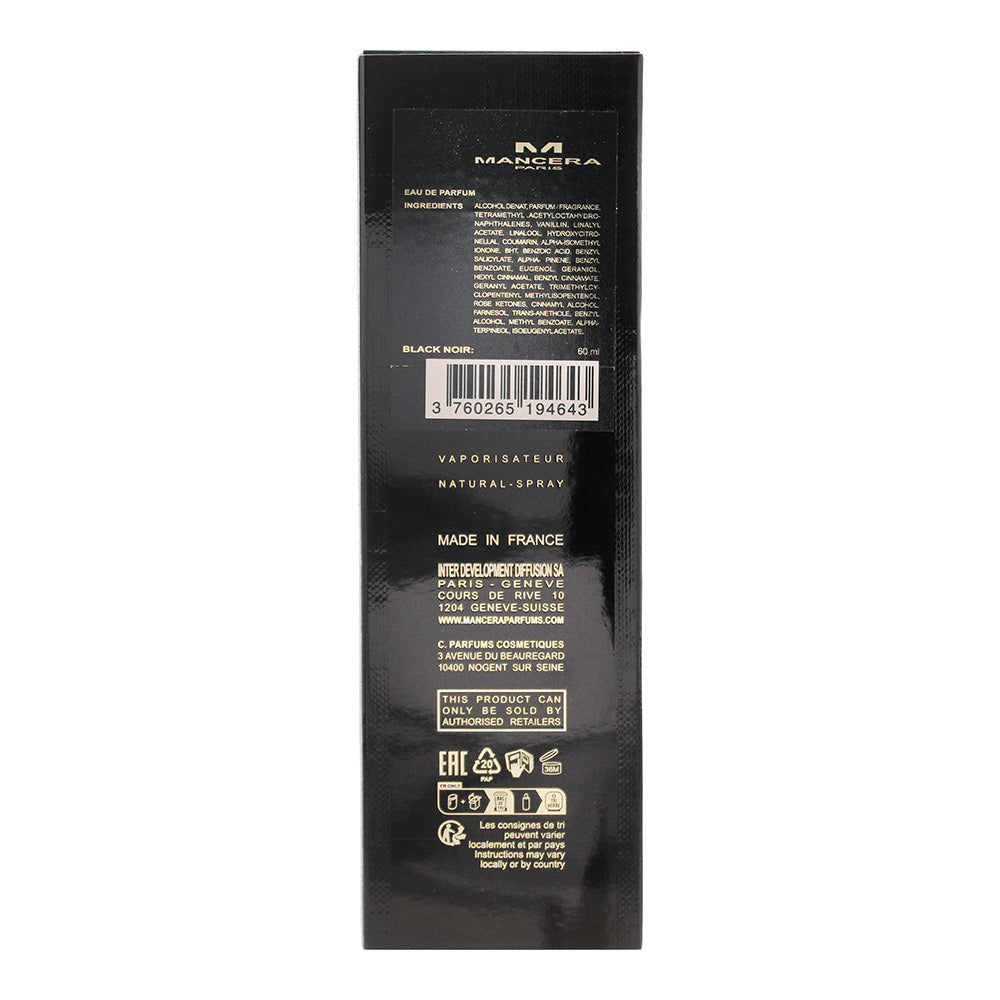 Mancera Paris Black Noir Eau de Parfum 60ml - Ingredients