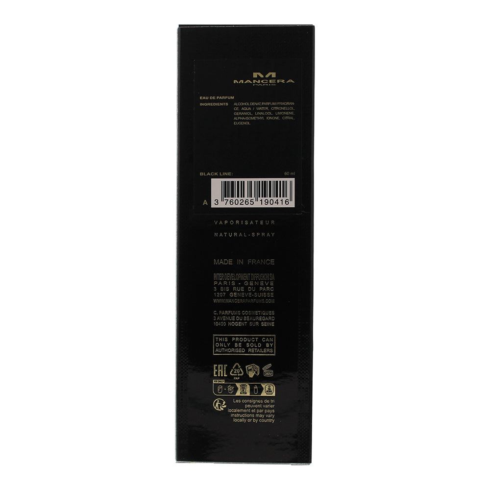 Mancera Paris Black Line Eau de Parfum 60ml - Ingredients