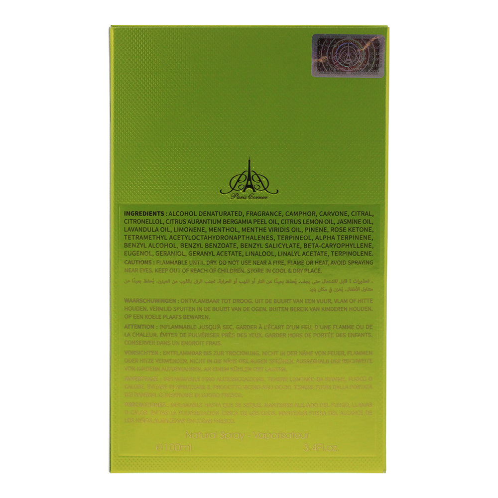 Paris Corner Voux Zingy Eau de Parfum 100ml - Ingredients