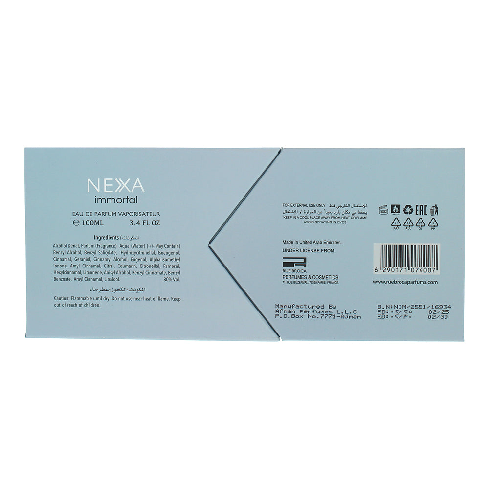 Rue Broca Nexa Immortal Eau de Parfum 100ml - Ingredients