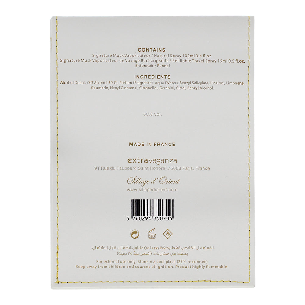 Signature Sillage D'orient Musk 2 Piece Gift Set: Eau de Parfum 100ml - Eau de P - Ingredients