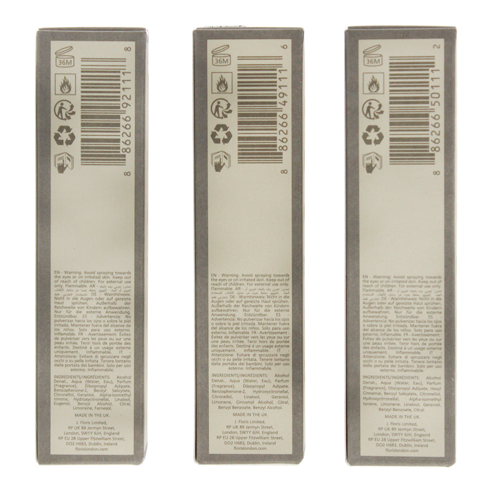 Floris 3 Piece Gift Set: Eau de Toilette 3 x 10ml -  White Rose- Lily - Bouquet 