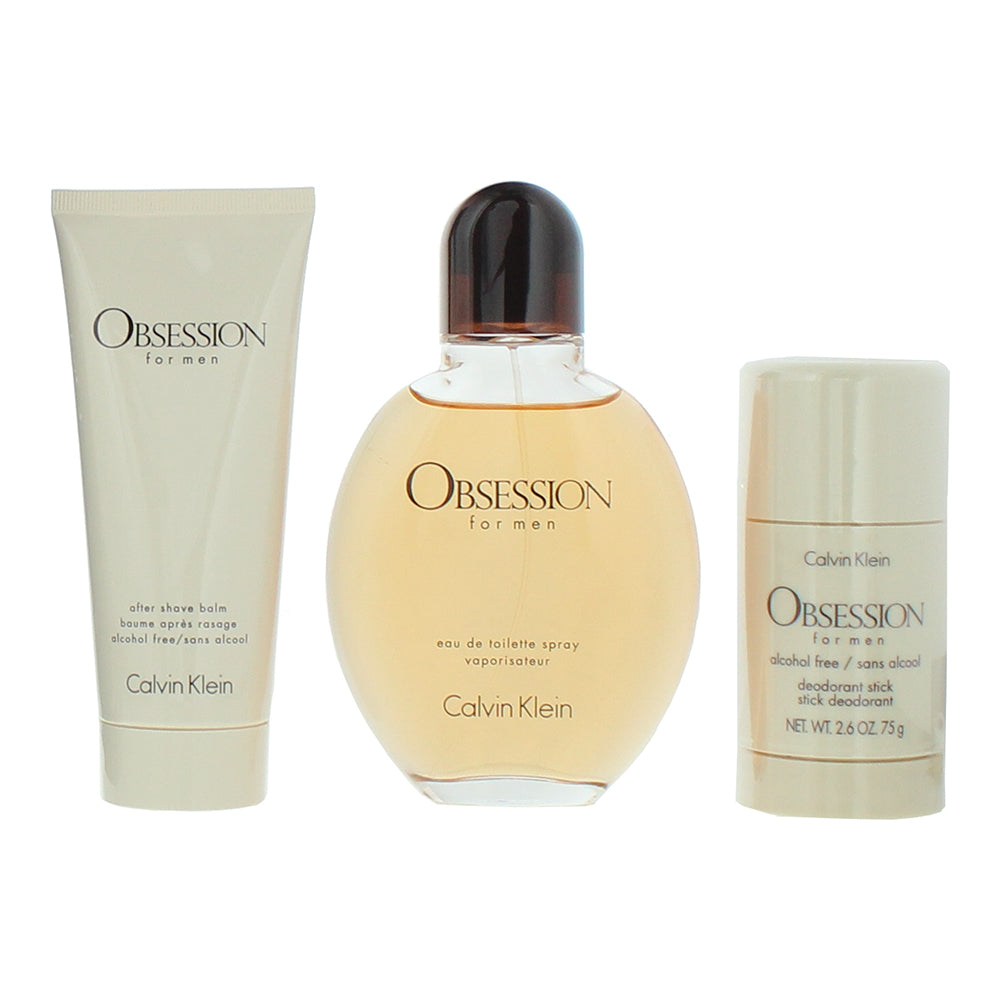 Calvin Klein Obsession For Men 3 Piece Gift Set: Eau de Toilette 125ml - Aftersh - Product