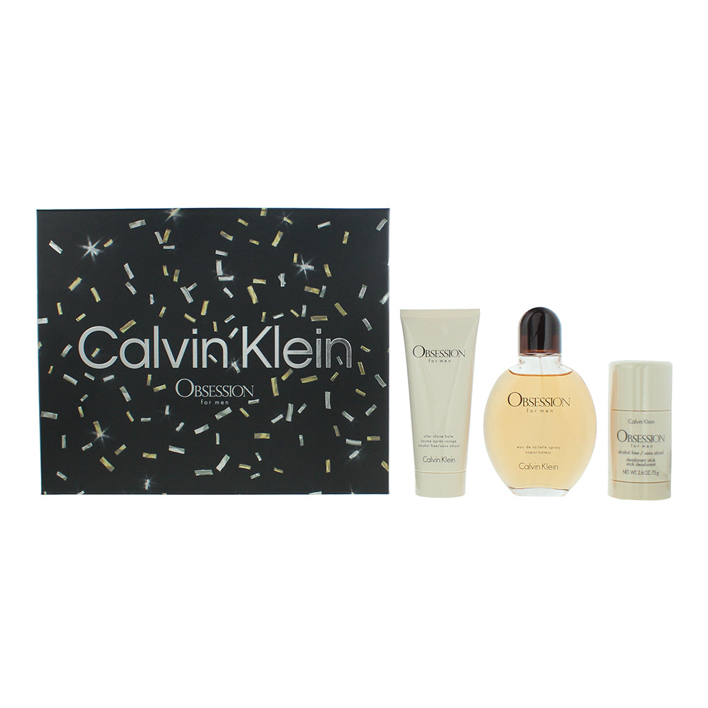 Calvin Klein Obsession For Men 3 Piece Gift Set: EDT 125ml - Aftershave Balm 75m