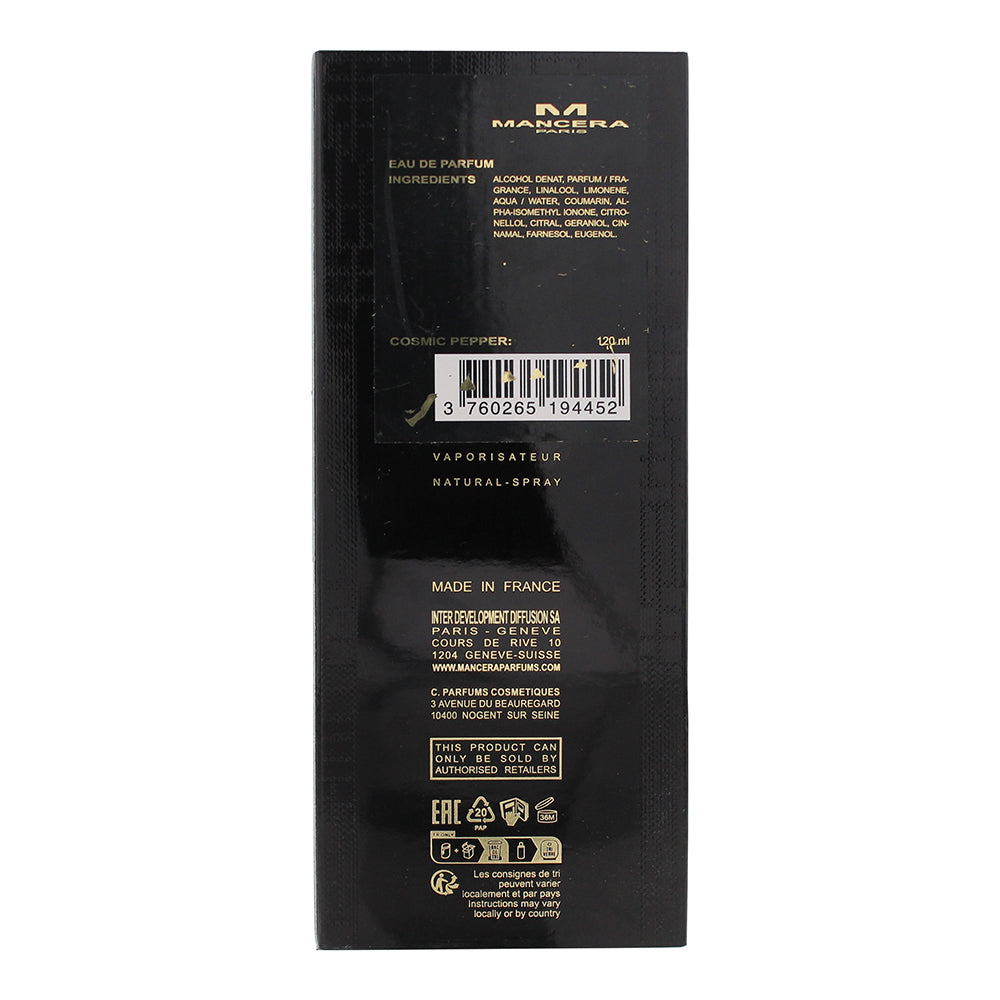 Mancera Paris Cosmic Pepper Eau de Parfum 120ml - Ingredients
