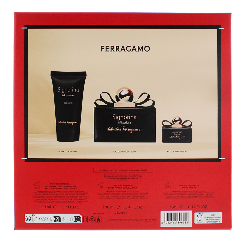 Salvatore Ferragamo Signorina Misteriosa 3 Piece Gift Set: EDP 100ml - EDP 5ml -