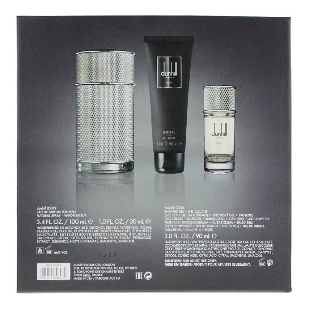 Dunhill Icon 3 Piece Gift Set: EDP 100ml - Eau de Parfum 30ml - Shower Gel 90ml