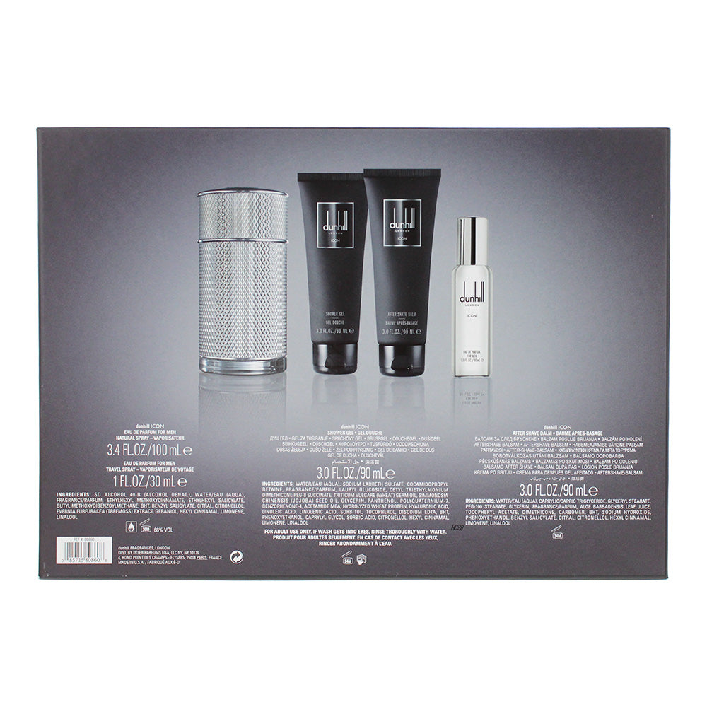 Dunhill Icon 4 Piece Gift Set: EDP 100ml - Eau de Parfum 30ml - Aftershave 90ml 
