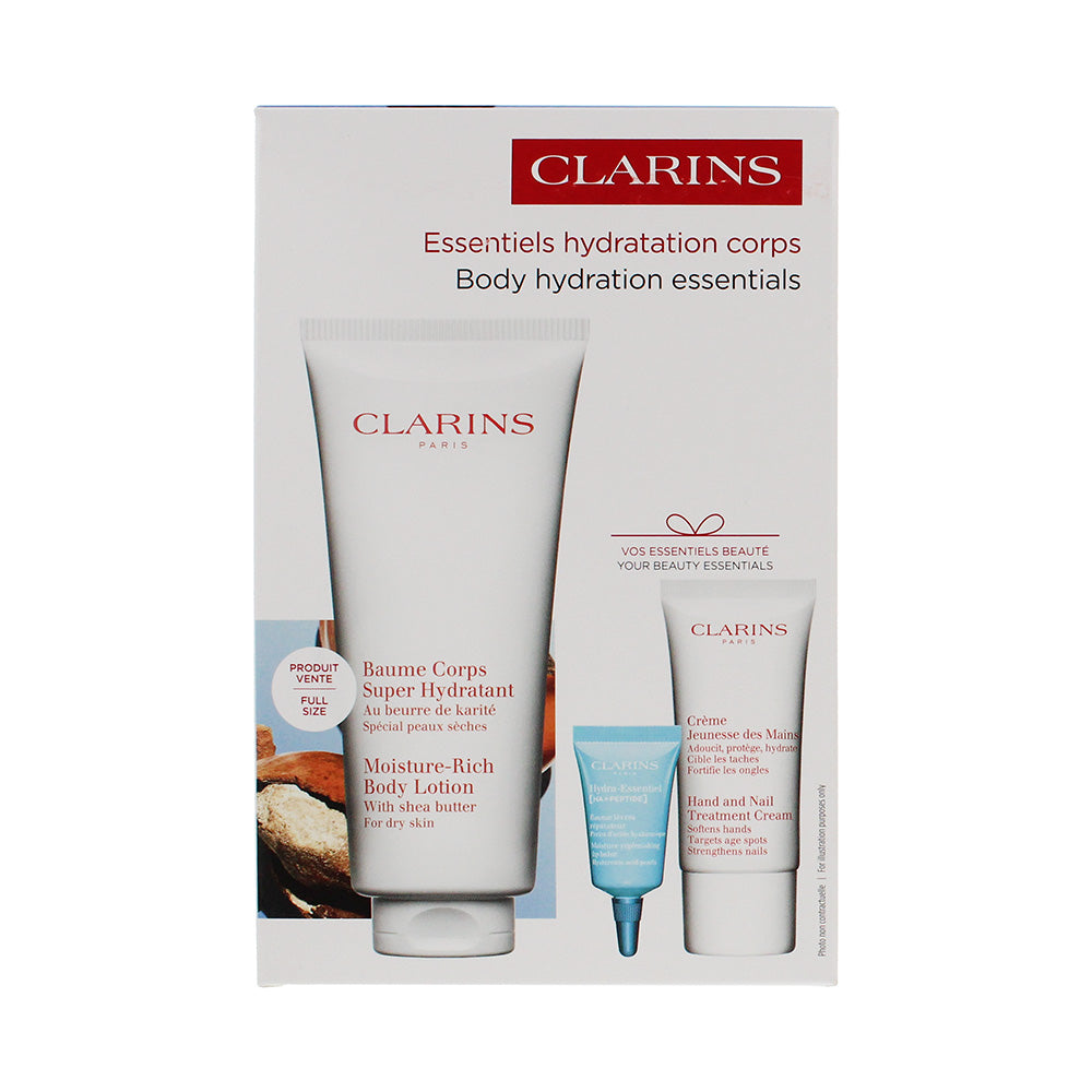 Clarins 3 Piece Gift Set: Body Lotion 200ml - Lip Balm 3ml - Hand & Nail Cream 3
