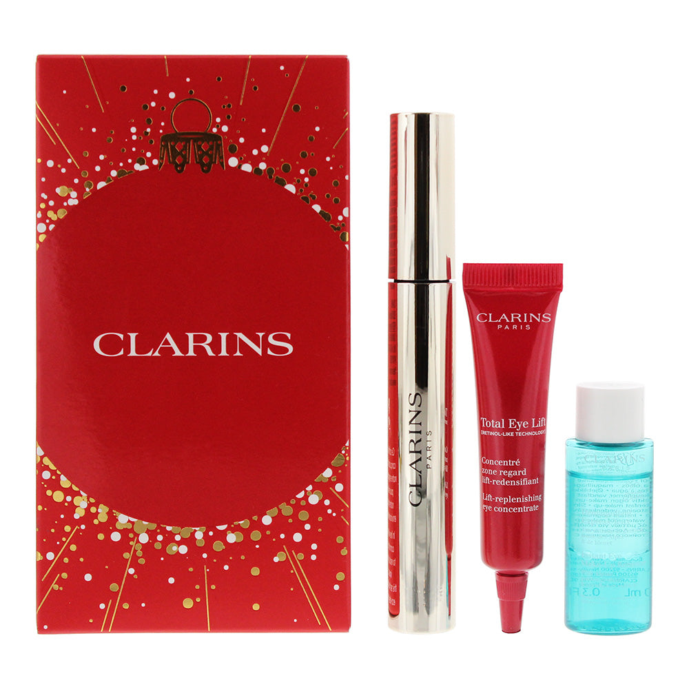 Clarins All About Eyes 3 Piece Gift Set: Mascara 8ml - Eye Serum 7ml - Make-Up R