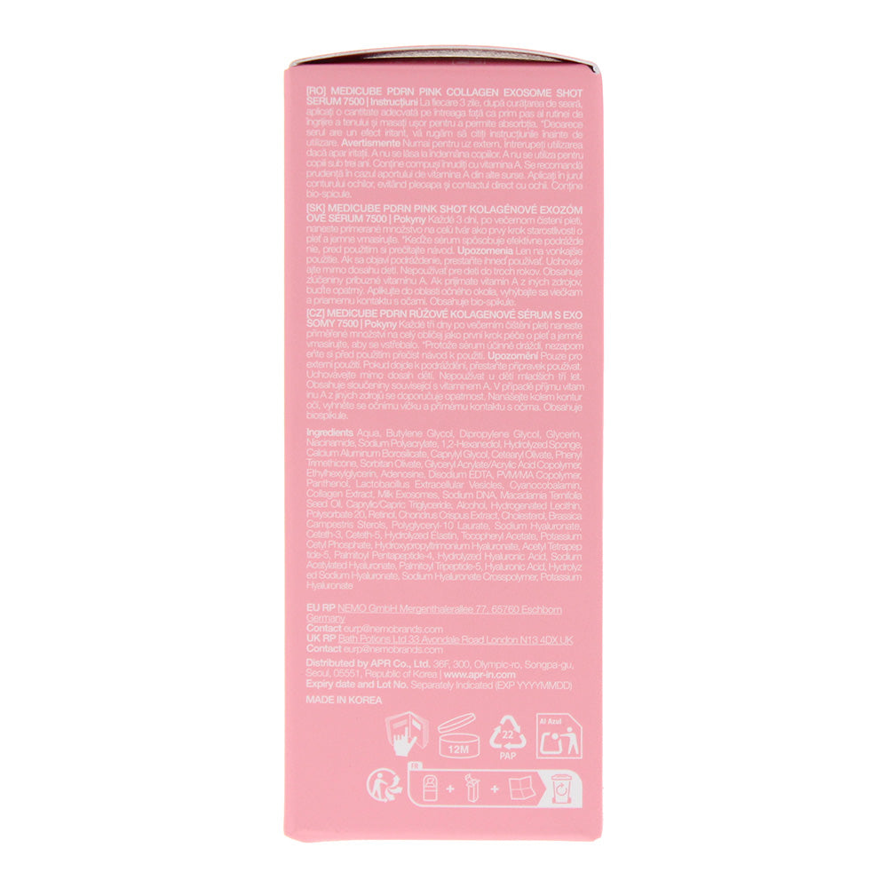Medicube PDRN Pink Collagen Exosome Shot 7500 Ampoule 30ml - Ingredients