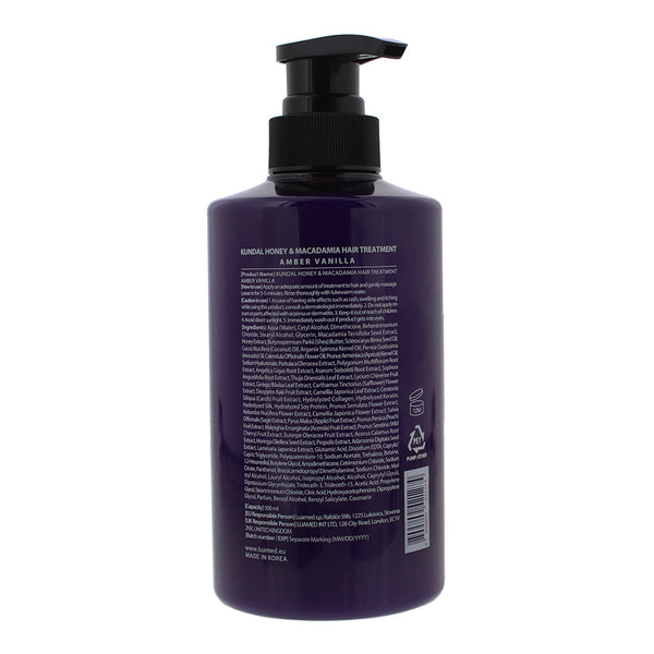 Kundal Honey & Macadamia Amber Vanilla Hair Treatment 500ml - Ingredients
