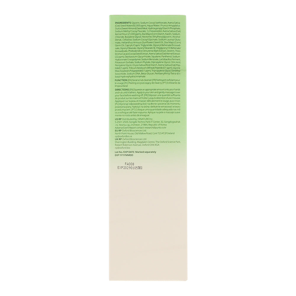 Purito Seoul Oat In Gentle Exfoliating Face Cleanser 150ml - Ingredients