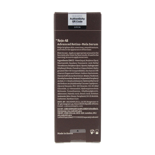 Dr. Reju-All Advanced Retino-Mela Serum 30ml - Ingredients