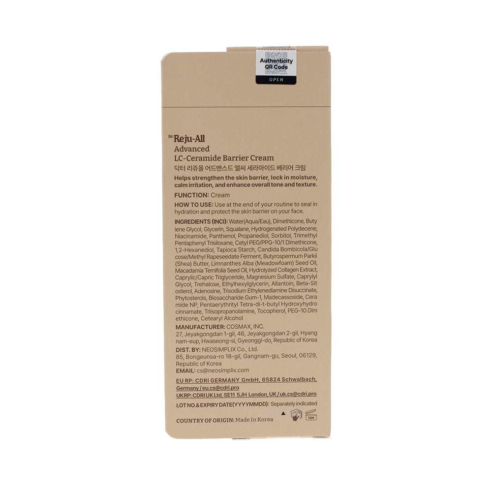 Dr. Reju-All Advanced Lc-Ceramide Barrier Cream 50ml - Ingredients