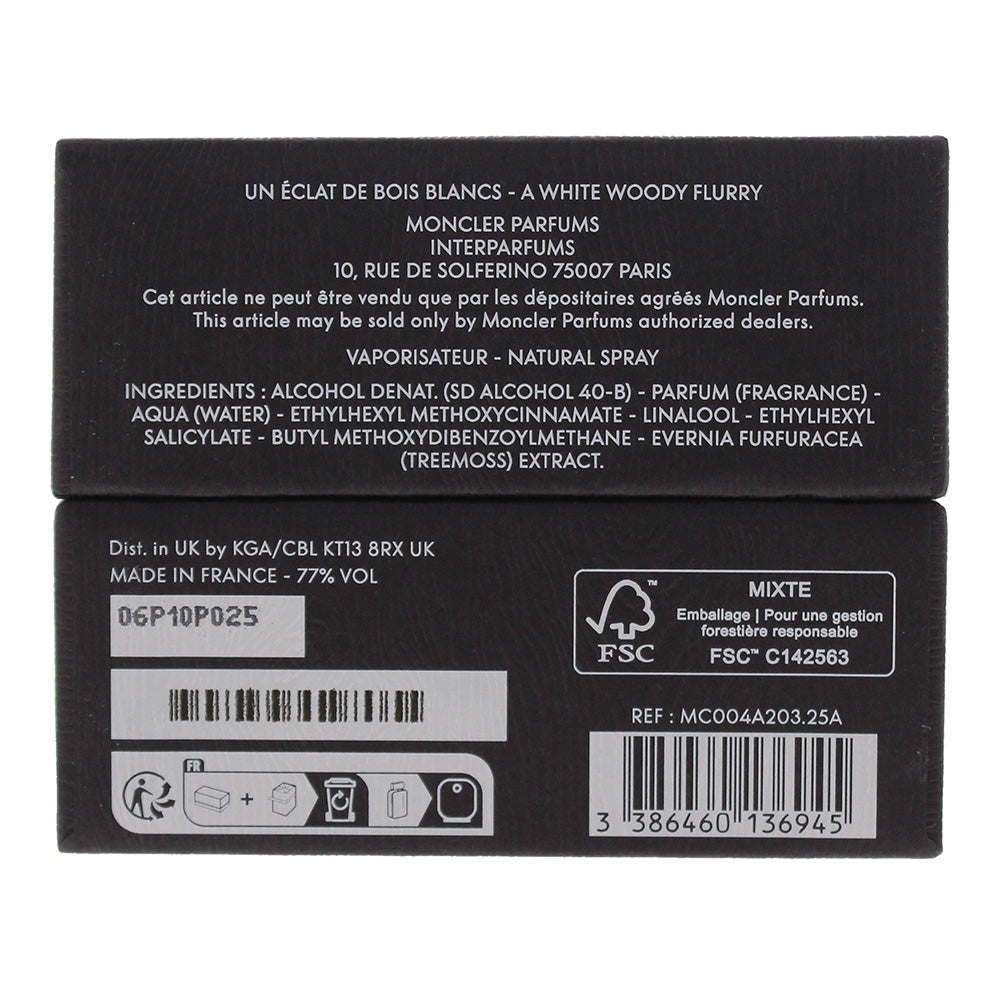 Moncler Haute Montagne Un Eclat De Bois Blancs Eau de Parfum 200ml - Ingredients