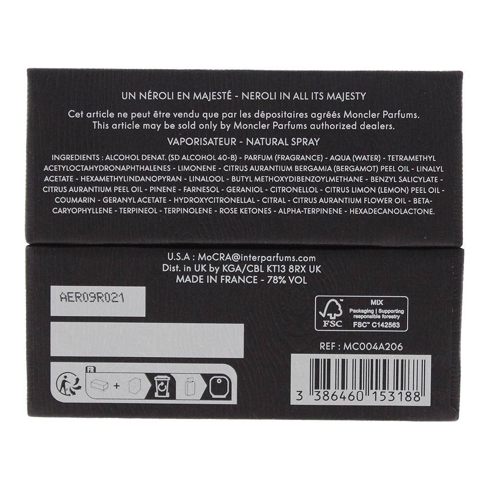 Moncler Ciel D'hiver Un Neroli En Majeste Eau de Parfum 200ml - Ingredients